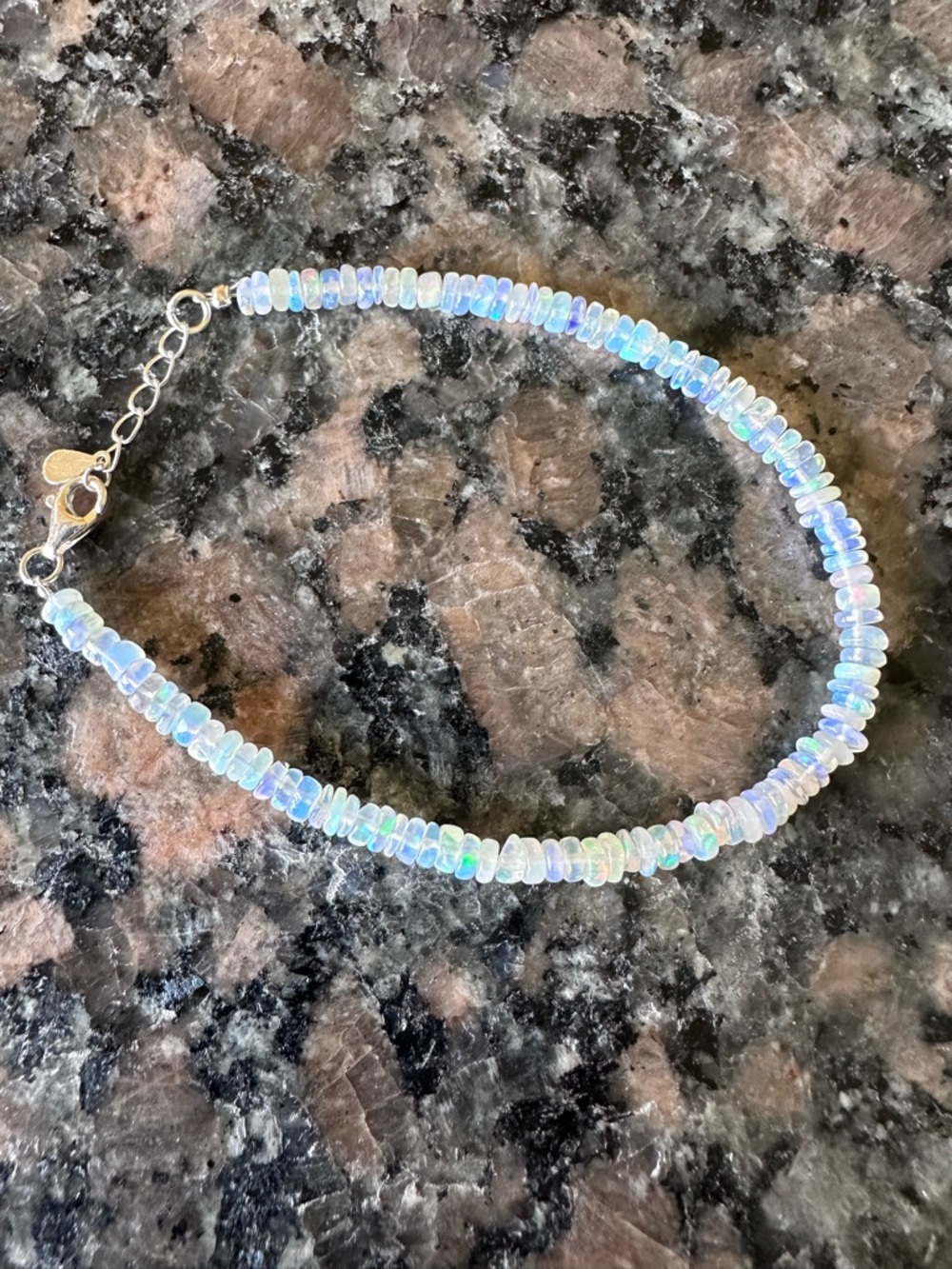 Genuine Ethiopian Opal Multi Fire Rondelle Bracelet S925 Sterling Silver 4mm NEW - Picture 14 of 17